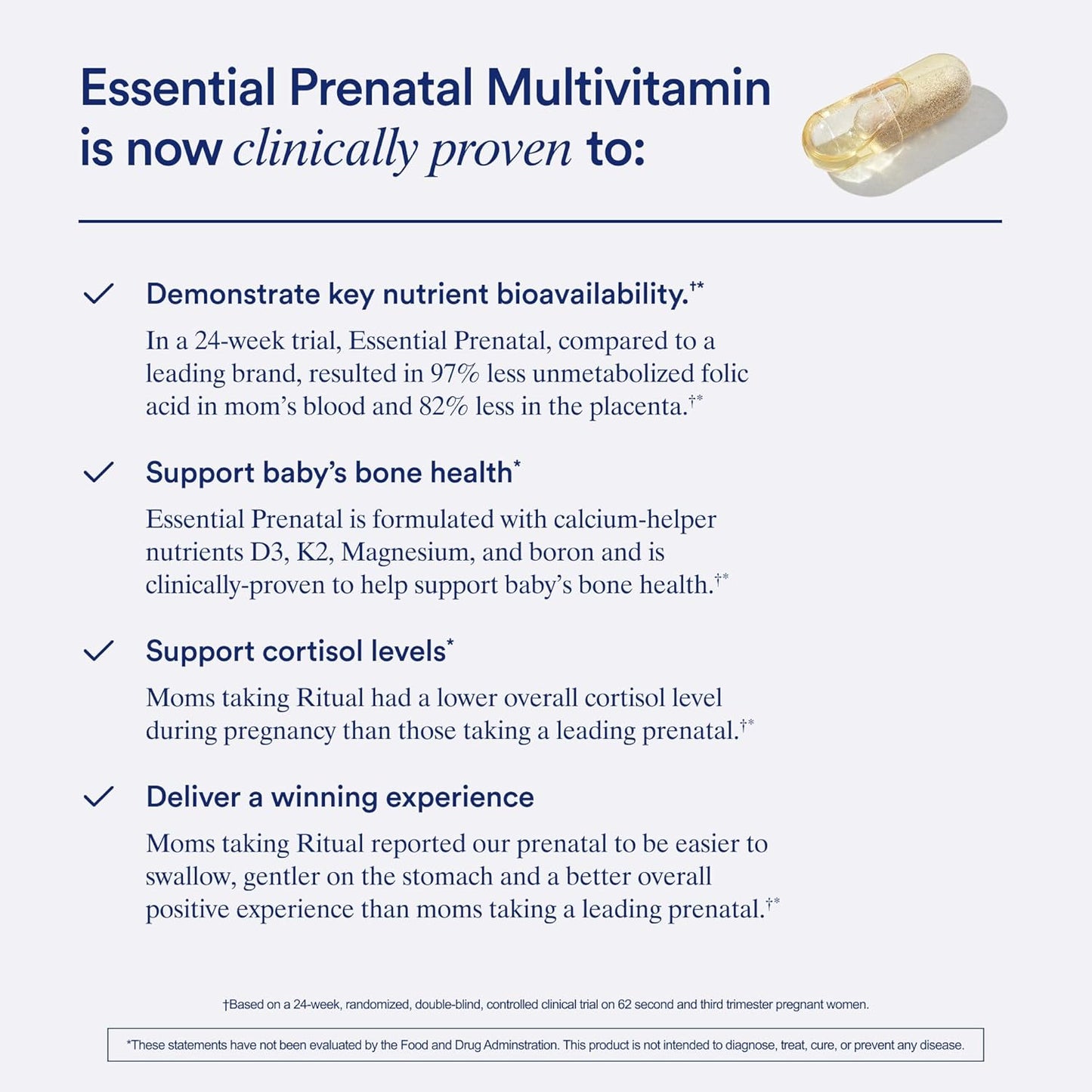 Essential for Women Prenatal Multivitamin: Folate & Choline for Neural Tube Support, Omega-3 DHA for Fetal Brain Development, Iron, Calcium-Helper D3 & K2, Non-Gmo, Vegan, Mint, 30 Days
