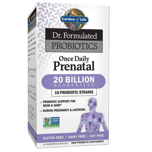 Dr. Formulated Probiotics Once Daily Prenatal - Acidophilus & Bifidobacteria Probiotic Support for Mom & Baby - Gluten, Dairy & Soy Free - 30 Count Vegetarian Capsules