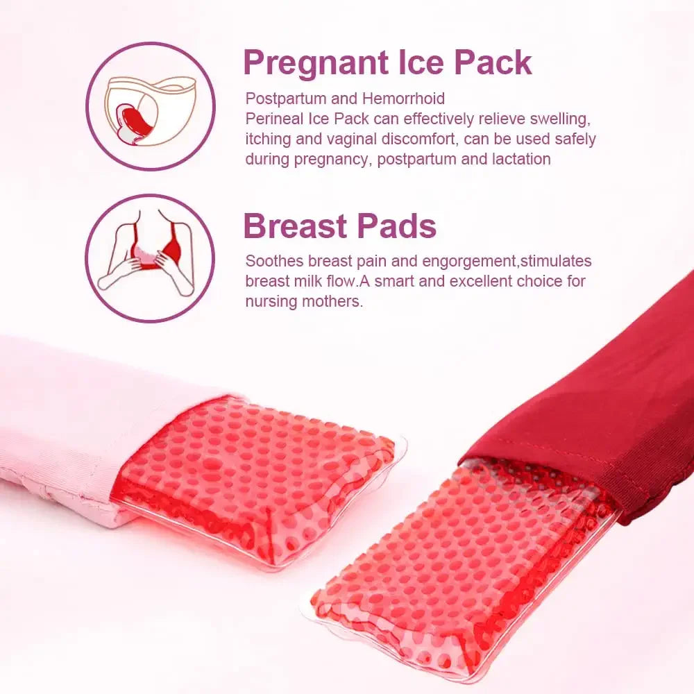 Perineal Cold Packs for Postpartum Reusable, 2 Pack Perineal Ice Packs Gel Cold Packs with 4 Washable Sleeves for Women after Pregnancy & Vaginal Discomfort